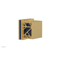 Phylrich 222-36-24BX044 - Burnished Gold Jolie Diverter/Volume Control Trim With Square Cutaway Handles And Navy Blue Accent