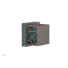 Phylrich 222-36/15AX049 - Pewter Jolie Diverter/Volume Control Trim With Square Cutaway Handles And Turquoise Accents