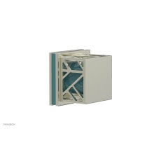 Phylrich 222-36/015X049 - Satin Nickel Jolie Diverter/Volume Control Trim With Square Cutaway Handles And Turquoise Accents