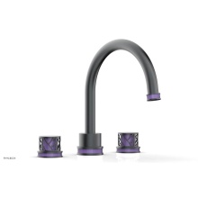 Phylrich 222-40-15GX046 - Gunmetal Gray Jolie 3-Hole Deck Tub Filler With Gooseneck Spout, Round Cutaway Handles, And Purple