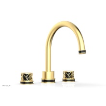 Phylrich 222-40-24BX041 - Burnished Gold Jolie 3-Hole Deck Tub Filler With Gooseneck Spout, Round Cutaway Handles, And Black