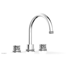Phylrich 222-40/026X048 - Polished Chrome Jolie 3-Hole Deck Tub Filler With Gooseneck Spout, Round Cutaway Handles, And Grey