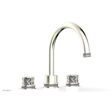 Phylrich 222-40/015X048 - Satin Nickel Jolie 3-Hole Deck Tub Filler With Gooseneck Spout, Round Cutaway Handles, And Grey Ac