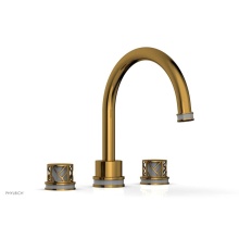 Phylrich 222-40-002X048 - French Brass (Living Finish) Jolie 3-Hole Deck Tub Filler With Gooseneck Spout, Round Cutaway Hand