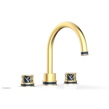 Phylrich 222-40-24BX044 - Burnished Gold Jolie 3-Hole Deck Tub Filler With Gooseneck Spout, Round Cutaway Handles, And Navy