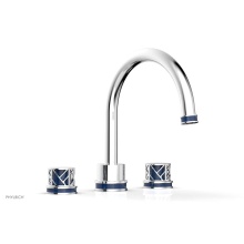 Phylrich 222-40/026X044 - Polished Chrome Jolie 3-Hole Deck Tub Filler With Gooseneck Spout, Round Cutaway Handles, And Navy