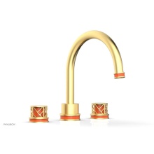 Phylrich 222-40-24BX042 - Burnished Gold Jolie 3-Hole Deck Tub Filler With Gooseneck Spout, Round Cutaway Handles, And Orang
