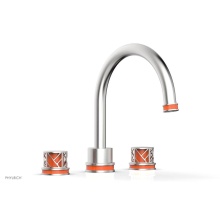Phylrich 222-40/26DX042 - Satin Chrome Jolie 3-Hole Deck Tub Filler With Gooseneck Spout, Round Cutaway Handles, And Orange