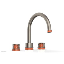 Phylrich 222-40/15AX042 - Pewter Jolie 3-Hole Deck Tub Filler With Gooseneck Spout, Round Cutaway Handles, And Orange Accent