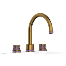 Phylrich 222-40-002X046 - French Brass (Living Finish) Jolie 3-Hole Deck Tub Filler With Gooseneck Spout, Round Cutaway Hand
