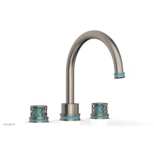 Phylrich 222-40/15AX049 - Pewter Jolie 3-Hole Deck Tub Filler With Gooseneck Spout, Round Cutaway Handles, And Turquoise Acc
