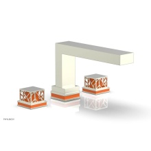 Phylrich 222-41/015X042 - Satin Nickel Jolie 3-Hole Deck Tub Filler With Rectangular Spout, Square Cutaway Handles, And Oran