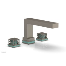 Phylrich 222-41/15AX049 - Pewter Jolie 3-Hole Deck Tub Filler With Rectangular Spout, Square Cutaway Handles, And Turquoise