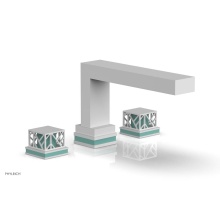 Phylrich 222-41-050X049 - Satin White Jolie 3-Hole Deck Tub Filler With Rectangular Spout, Square Cutaway Handles, And Turqu