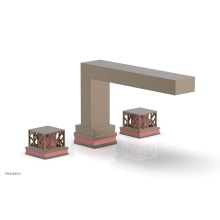 Phylrich 222-41-047X045 - Antique Brass Jolie 3-Hole Deck Tub Filler With Rectangular Spout, Square Cutaway Handles, And Pin