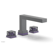 Phylrich 222-41-15GX046 - Gunmetal Gray Jolie 3-Hole Deck Tub Filler With Rectangular Spout, Square Cutaway Handles, And Pur