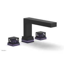 Phylrich 222-41/040X046 - Matte Black Jolie 3-Hole Deck Tub Filler With Rectangular Spout, Square Cutaway Handles, And Purpl