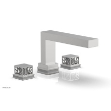 Phylrich 222-41/26DX048 - Satin Chrome Jolie 3-Hole Deck Tub Filler With Rectangular Spout, Square Cutaway Handles, And Grey