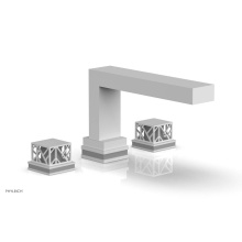 Phylrich 222-41-050X048 - Satin White Jolie 3-Hole Deck Tub Filler With Rectangular Spout, Square Cutaway Handles, And Grey