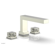 Phylrich 222-41/015X048 - Satin Nickel Jolie 3-Hole Deck Tub Filler With Rectangular Spout, Square Cutaway Handles, And Grey