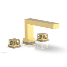 Phylrich 222-41/025X048 - Polished Gold Jolie 3-Hole Deck Tub Filler With Rectangular Spout, Square Cutaway Handles, And Gre