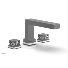 Phylrich 222-41-15GX051 - Gunmetal Gray Jolie 3-Hole Deck Tub Filler With Rectangular Spout, Square Cutaway Handles, And Glo