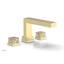 Phylrich 222-41-003X051 - Polished Brass Jolie 3-Hole Deck Tub Filler With Rectangular Spout, Square Cutaway Handles, And Gl