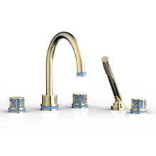 Phylrich 222-48/03UX043 - Polished Brass Uncoated (Living Finish) Jolie 5-Hole Deck Tub Filler With Gooseneck Spout