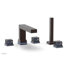 Phylrich 222-49-05WX043 - Weathered Copper Jolie 5-Hole Deck Tub Filler With Rectangular Spout, Square Cutaway Handles, And