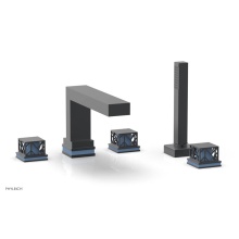 Phylrich 222-49-15GX043 - Gunmetal Gray Jolie 5-Hole Deck Tub Filler With Rectangular Spout, Square Cutaway Handles, And Lig