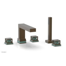 Phylrich 222-49-OEBX049 - Old English Brass Jolie 5-Hole Deck Tub Filler With Rectangular Spout, Square Cutaway Handles, And