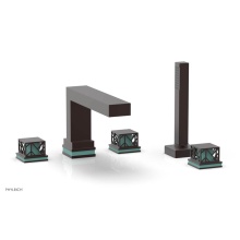 Phylrich 222-49-05WX049 - Weathered Copper Jolie 5-Hole Deck Tub Filler With Rectangular Spout, Square Cutaway Handles, And