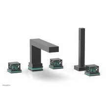 Phylrich 222-49-15GX049 - Gunmetal Gray Jolie 5-Hole Deck Tub Filler With Rectangular Spout, Square Cutaway Handles, And Tur