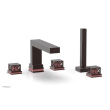 Phylrich 222-49-05WX045 - Weathered Copper Jolie 5-Hole Deck Tub Filler With Rectangular Spout, Square Cutaway Handles, And