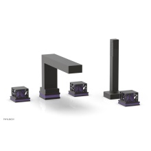 Phylrich 222-49/10BX046 - Oil Rubbed Bronze Jolie 5-Hole Deck Tub Filler With Rectangular Spout, Square Cutaway Handles, And