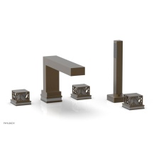 Phylrich 222-49-OEBX048 - Old English Brass Jolie 5-Hole Deck Tub Filler With Rectangular Spout, Square Cutaway Handles, And