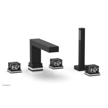 Phylrich 222-49-040X051 - Matte Black Jolie 5-Hole Deck Tub Filler With Rectangular Spout, Square Cutaway Handles, And Gloss