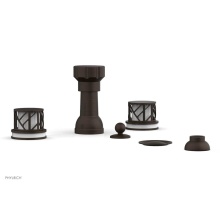 Phylrich 222-60-11BX051 - Antique Bronze Jolie Four Hole Bidet Set With Spout, Round Cutaway Handles, And Gloss White Accent