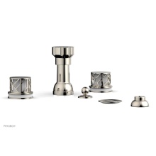 Phylrich 222-60-014X051 - Polished Nickel Jolie Four Hole Bidet Set With Spout, Round Cutaway Handles, And Gloss White Accen