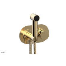 Phylrich 222-64/004X041 - Satin Brass Jolie Wall Mounted Bidet Set With Oval Trim, Round Cutaway Handle, And Black Accents