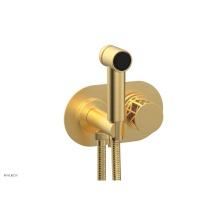 Phylrich 222-64-24BX045 - Burnished Gold Jolie Wall Mounted Bidet Set With Oval Trim, Round Cutaway Handle, And Pink Accents