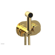 Phylrich 222-64/025X046 - Polished Gold Jolie Wall Mounted Bidet Set With Oval Trim, Round Cutaway Handle, And Purple Accent