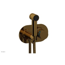 Phylrich 222-64-002X049 - French Brass (Living Finish) Jolie Wall Mounted Bidet Set With Oval Trim, Round Cutaway Handle, An