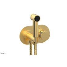 Phylrich 222-64-24BX051 - Burnished Gold Jolie Wall Mounted Bidet Set With Oval Trim, Round Cutaway Handle, And Gloss White