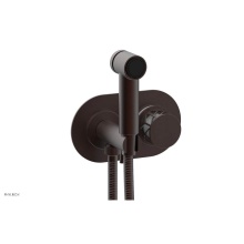 Phylrich 222-64-05WX051 - Weathered Copper Jolie Wall Mounted Bidet Set With Oval Trim, Round Cutaway Handle, And Gloss Whit