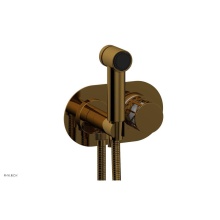 Phylrich 222-64-002X051 - French Brass (Living Finish) Jolie Wall Mounted Bidet Set With Oval Trim, Round Cutaway Handle, An