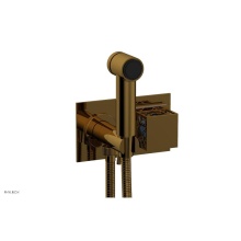 Phylrich 222-65-002X043 - French Brass (Living Finish) Jolie Wall Mounted Bidet Set With Rectangular Trim, Square Cutaway Ha