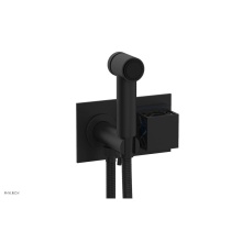 Phylrich 222-65/040X044 - Matte Black Jolie Wall Mounted Bidet Set With Rectangular Trim, Square Cutaway Handle, And Navy Bl