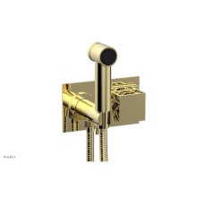 Phylrich 222-65/003X044 - Polished Brass Jolie Wall Mounted Bidet Set With Rectangular Trim, Square Cutaway Handle, And Navy