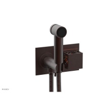Phylrich 222-65-05WX042 - Weathered Copper Jolie Wall Mounted Bidet Set With Rectangular Trim, Square Cutaway Handle, And Or
